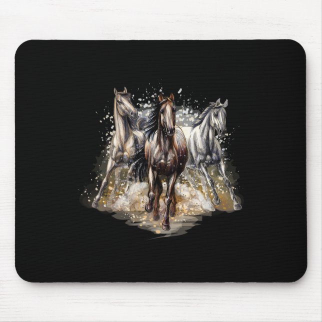 Tapis De Souris Beaux Chevaux Dessin Art Cheval Équitation Hommes  (Devant)