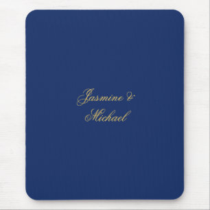 Tapis De Souris Beaux Noms De Couple Calligraphie Chic Bleu & Or