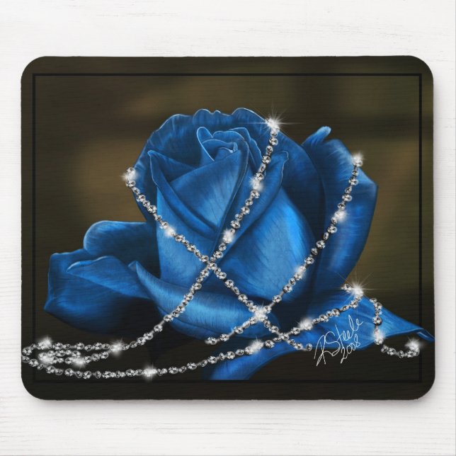 Tapis De Souris beaux rose et diamants de bleu (Devant)
