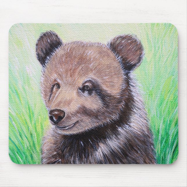 Tapis De Souris Bébé Grizzly Peinture Ours Pad Souris (Devant)