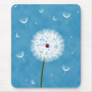 Tapis De Souris Bébé mignon assis sur un pissenlit
