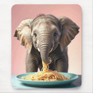 Tapis De Souris Bébé mignon Eléphant Manger Spaghetti