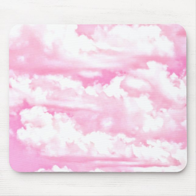 Tapis De Souris Bébé Rose Joyeux Nuages Décor (Devant)