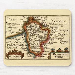 Tapis De Souris Bedfordshire Comté Angleterre Ancien Antiquaire Ca