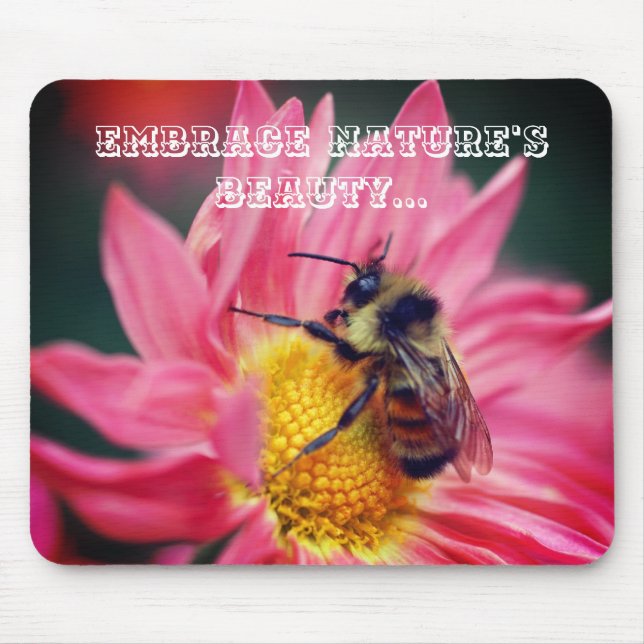 Tapis De Souris Bee On Daisy Inspirational Nature Beauté Citation (Devant)