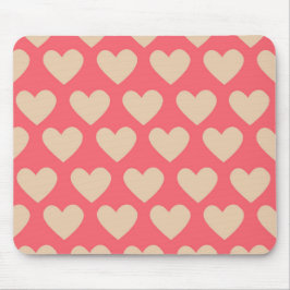 Tapis De Souris Beige Rouge mignon Simple Motif de coeur