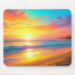 Tapis De Souris Bel coucher de soleil sur l'Ocean Sandy Beach