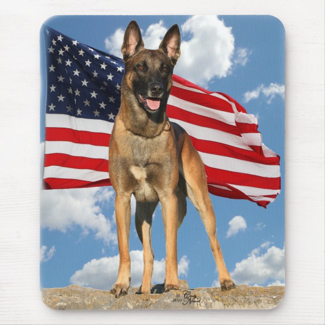 Tapis De Souris Belge Malinois avec le mousepad de drapeau (Devant)