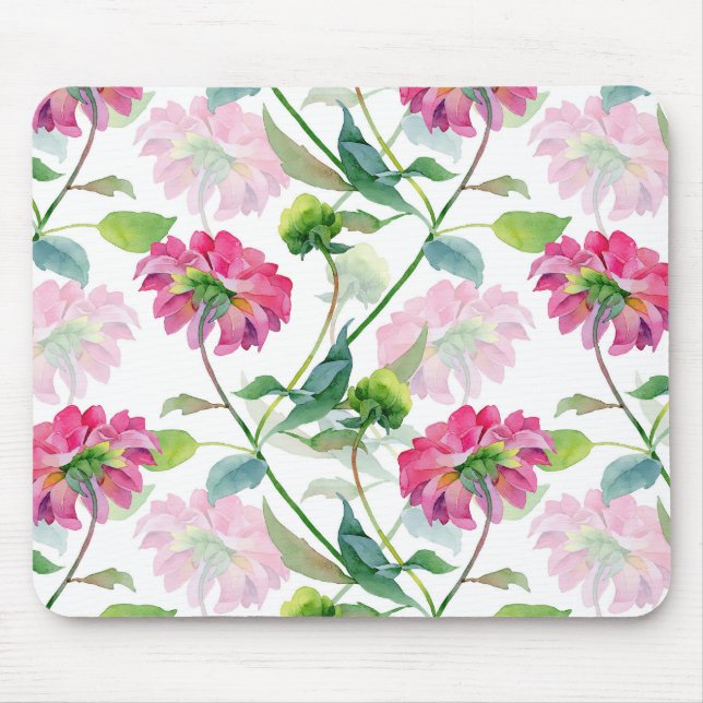 Tapis De Souris Belle aquarelle rose Fleurs Illustration (Devant)