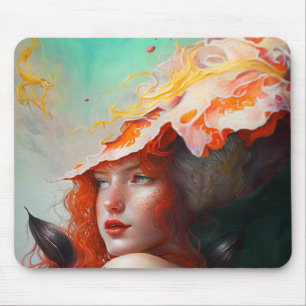 Tapis De Souris Belle artiste Abstraite Red Haired Ginger Girl