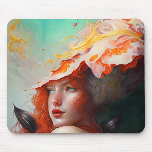 Tapis De Souris Belle artiste Abstraite Red Haired Ginger Girl (Devant)