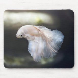 Tapis De Souris Belle Betta blanche Siamese Lutter Poisson