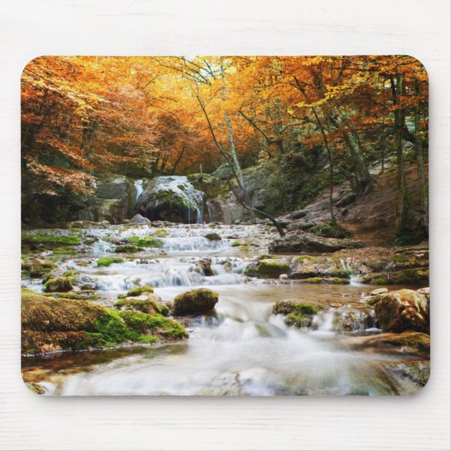 Tapis De Souris Belle cascade en forêt, automne (Devant)