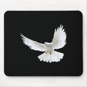 Tapis De Souris Belle Colombe Blanche Paisible Volante Photo Silho