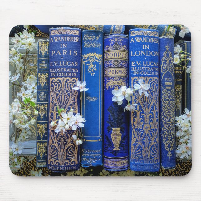 Tapis De Souris Belle épines de livre (Bleu) (Devant)