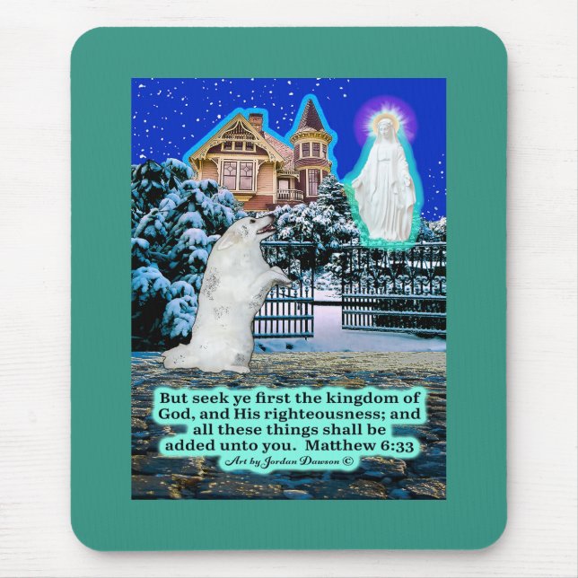 Tapis De Souris Belle Esquisse et écriture ange Matthieu 6:33 (Devant)