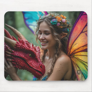 Tapis De Souris Belle Fée Dragon Rouge