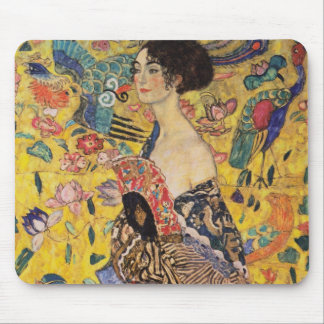 Tapis De Souris Belle femme avec ventilateur par Klimt