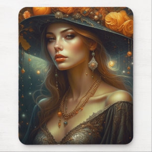 Tapis De Souris Belle femme en Casquette Ethereal Ai Art