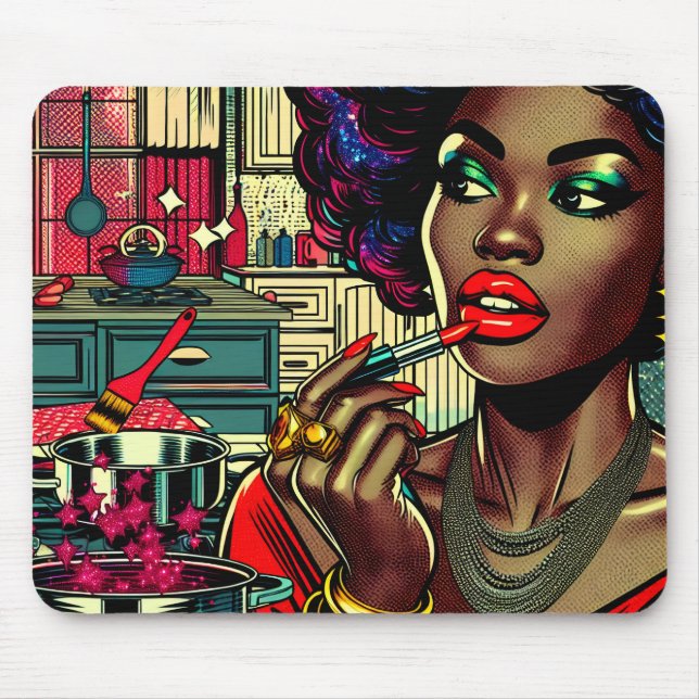 Tapis De Souris Belle Femme Monter sur le bâton de lèvres (Devant)