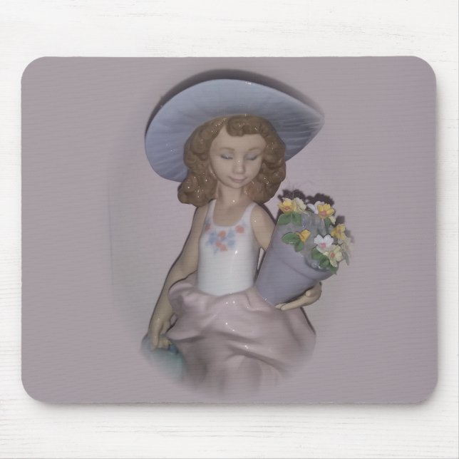 Tapis De Souris Belle fille avec Lladro Fleurs (Devant)