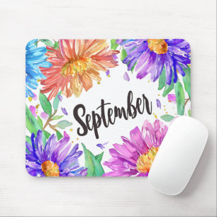 Tapis De Souris Belle Fleurs du mois de naissance/Septembre