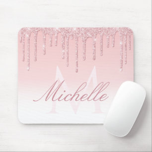 Tapis De Souris belle goutte de parties scintillant rose monogramm