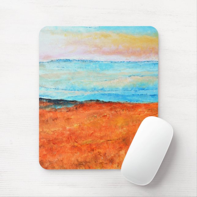 Tapis De Souris Belle peinture de plage abstraite orange (Avec souris)