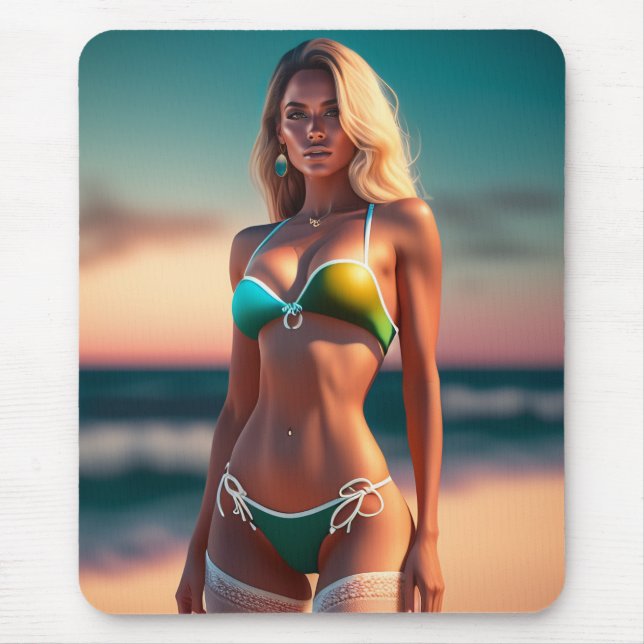 Tapis De Souris Belle pose fille en bikini Souris Pad (Devant)