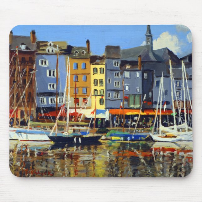 Tapis De Souris Belle vue sur les voiliers à Honfluere Harbour (Devant)