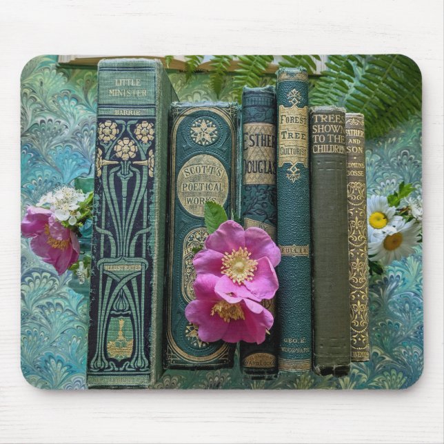 Tapis De Souris Belles épines de livres (vertes) (Devant)
