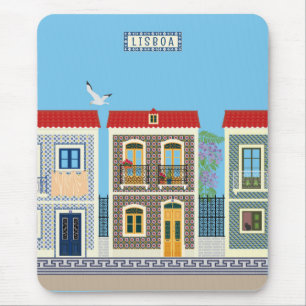 Tapis De Souris Belles maisons portugaises avec tuiles ou azulejos