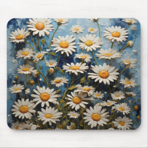 Tapis De Souris Belles marguerites sur arrière - plan bleu