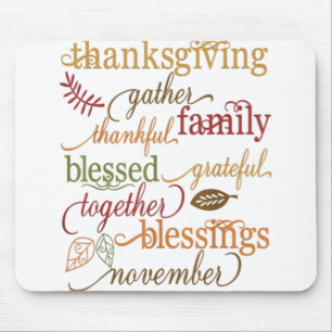 Tapis De Souris Bénédiction de grâce Famille de Thanksgiving