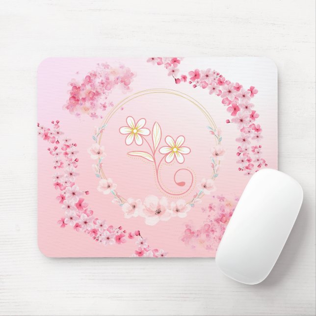 Tapis De Souris Bénédiction printanière - Illustration florale ros (Avec souris)
