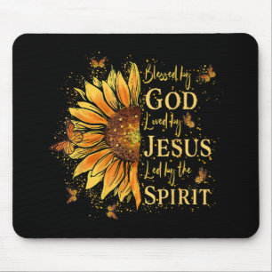 Tapis De Souris Béni Par Dieu - Aimé Par Jésus, Tournesol