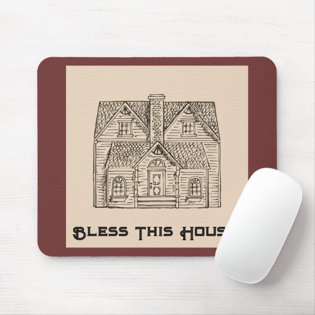 Tapis De Souris Bénis cette maison avec texte et image modèles (Avec souris)