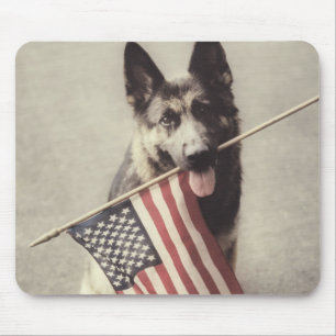 Tapis De Souris Berger allemand avec drapeau américain