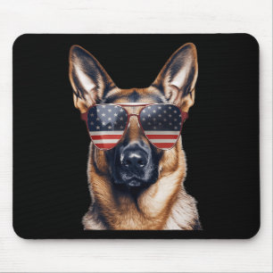 Tapis De Souris Berger Allemand Avec Drapeau Usa Fête De L'indépen