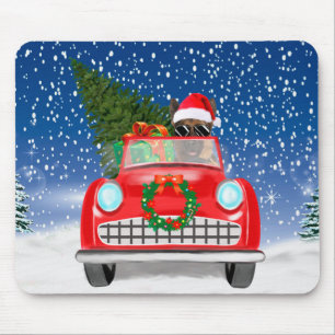 Tapis De Souris Berger Allemand Conduisant une Voiture dans la Nei
