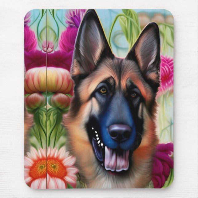Tapis De Souris Berger allemand dans le jardin (Devant)
