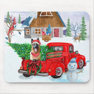 Tapis De Souris Berger Allemand En Livraison De Noël Camion Neige