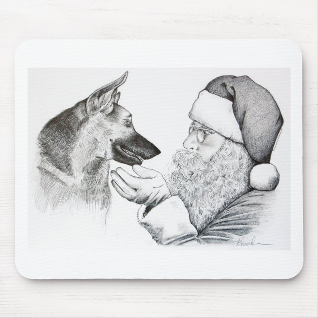 Tapis De Souris Berger allemand et Père Noël (Devant)