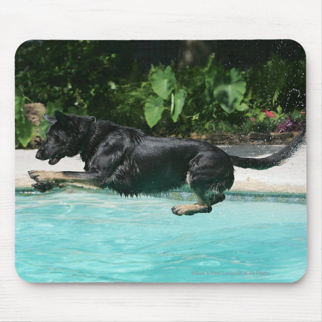 Tapis De Souris Berger allemand sautant dans l'eau (Devant)