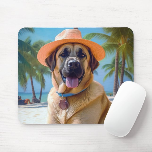 Tapis De Souris Berger anatolien sur la plage, cadeau d'été amoure (Avec souris)