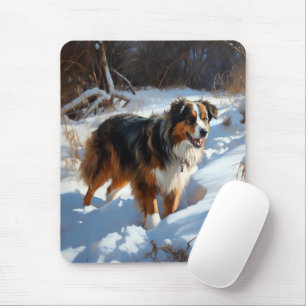 Tapis De Souris Berger Australien Laissez Tomber la Neige Noël