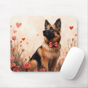 Tapis De Souris Berger belge avec des roses - Saint-Valentin