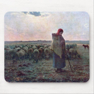 Tapis De Souris Bergère avec son troupeau, Jean-François Millet