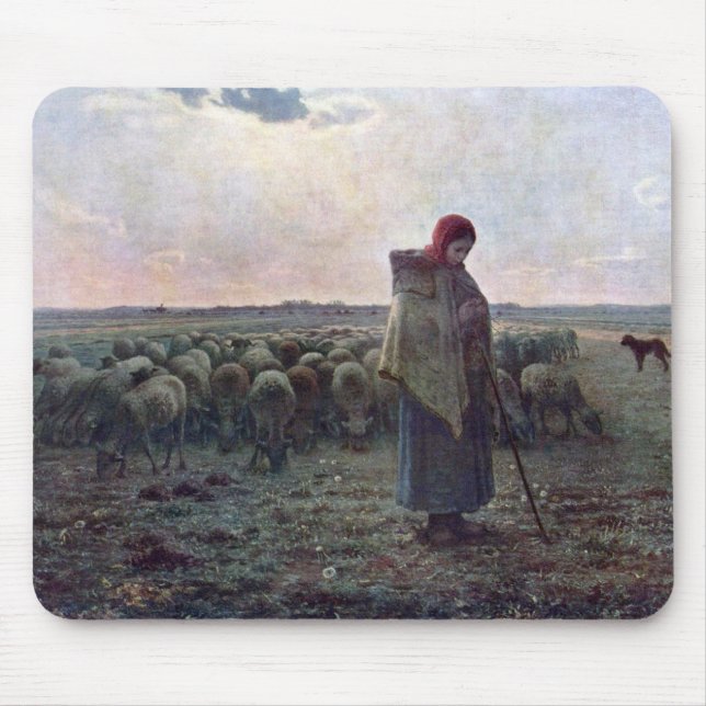 Tapis De Souris Bergère avec son troupeau, Jean-François Millet (Devant)