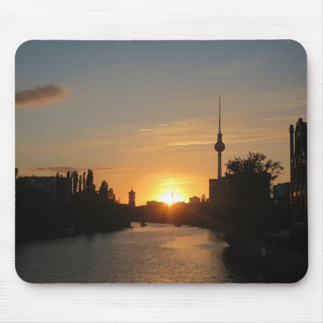 Tapis De Souris Berlin Allemagne Skyline Night Carte Postale Ferns (Devant)